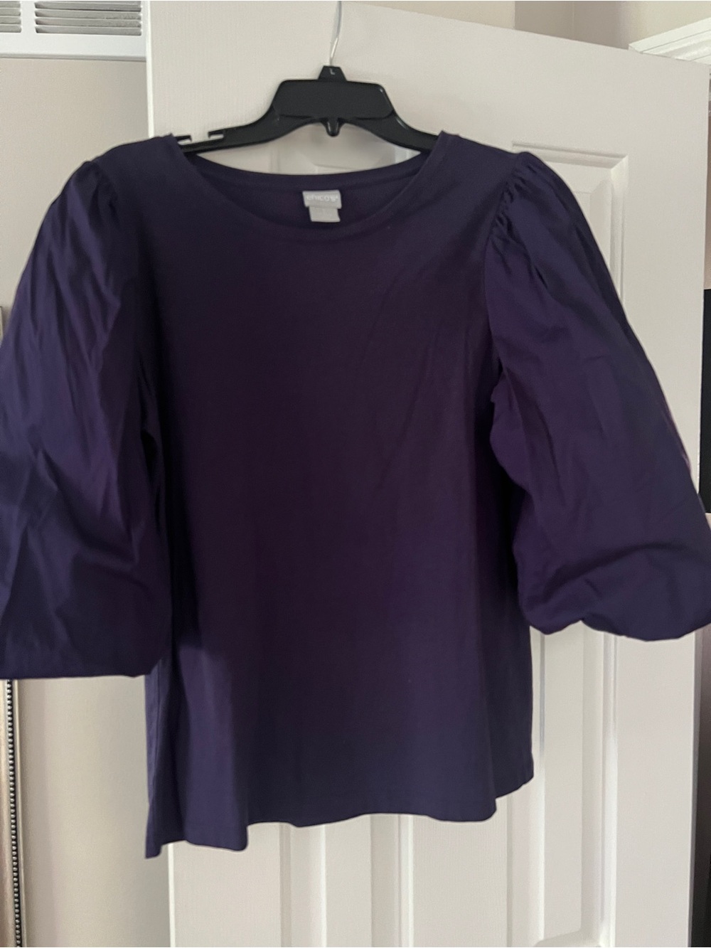 Chico's Deep Purple Puff-Sleeve Blouse